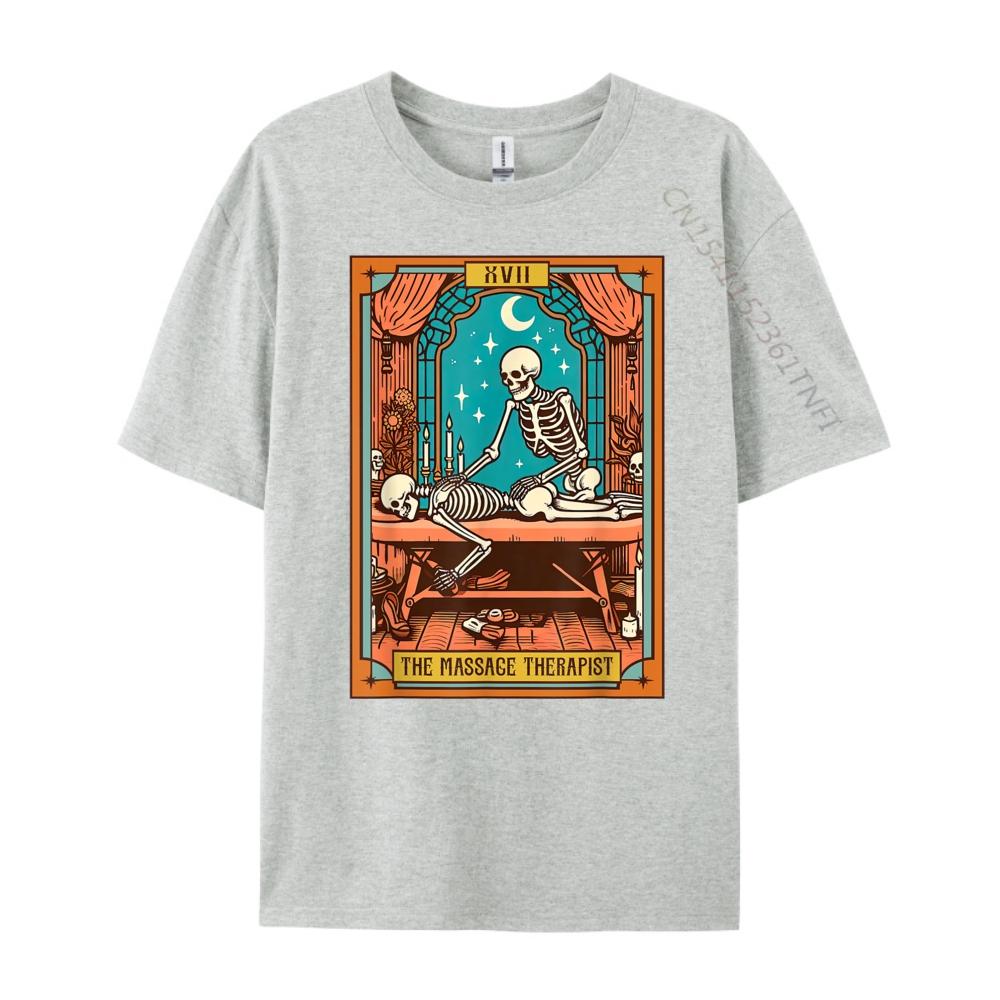 Funny Skeleton Massage Therapy Massage Therapist Tarot Card Graphic T Shirts Men Oversized Valentines Day Gift TShirt