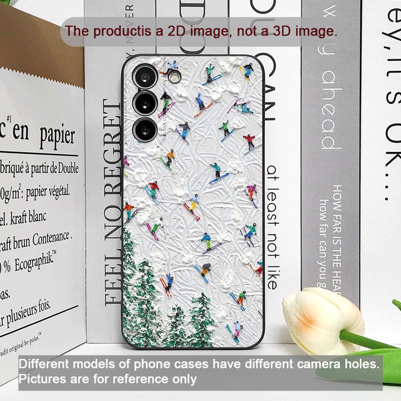 Oil Painting of Snow Scene Skiing Pattern Phone Case for OPPO Realme 14 Pro Plus 13+ 12 Lite 11 10 9 X7 PRO Ultra 5G Soft Cover