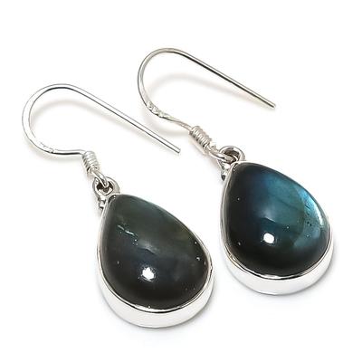Natural Labradorite Gemstone 925 Solid Sterling Silver Gift Earring 1.25" G7t10