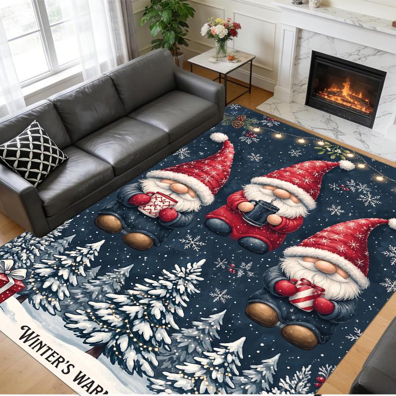 Christmas Printed Square Area Rug Soft Non Slip Floor Carpet For Bedroom Holiday Gift