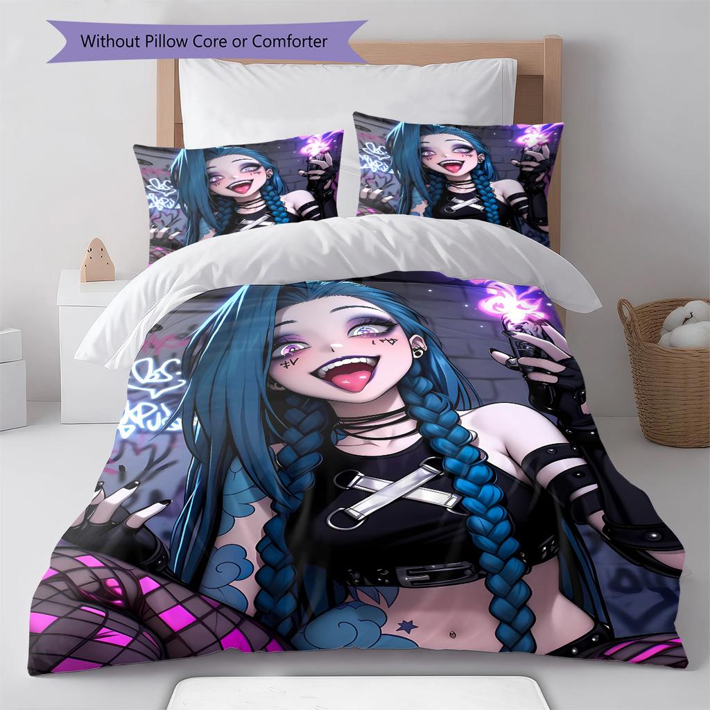 Jinx Pattern Bedding,Quilt Set Quilt Cover Pillowcase Home Birthday Gift (1 * Duvet Cover + 2 * Pillowcase, Without Core)