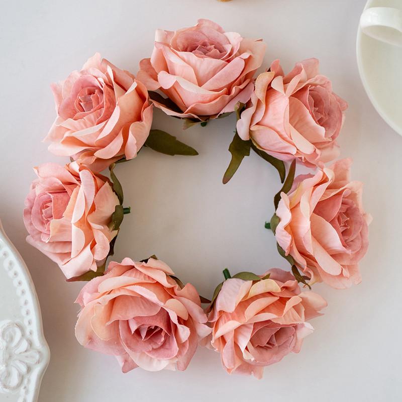 10PCS Artificial Flowers Wedding Garden Silk Rose for Home Decoration Accessories Party Christmas Wreath Headwear Wrist Flower