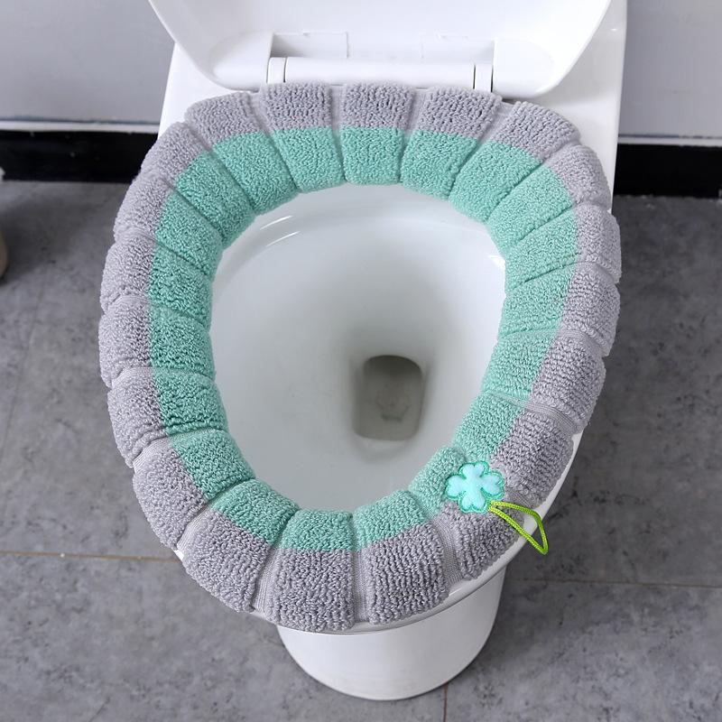 

Зимний теплый чехол на сиденье для унитаза, коврик для ванной комнаты, подушка для унитаза с ручкой, более толстый, мягкий, моющийся туалетный столик, теплые аксессуары