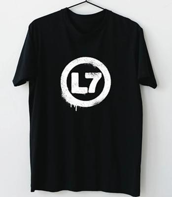 ZÁKLADNÍ tričko L7 logo kapely Černé tričko S KRÁTKÝM RUKÁVEM Unisex Všechny velikosti Unisex tričko