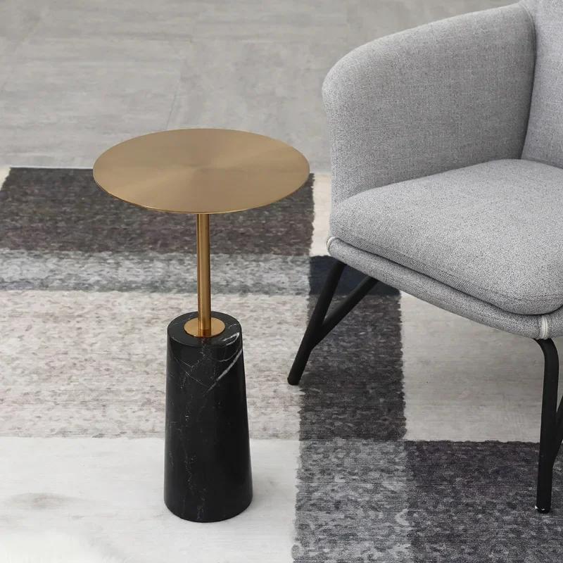 Marble Side Table Nordic Modern Minimalist Metal Coffee Table Designer Round Small Corner Table for Showflat/Balcony/Living Room