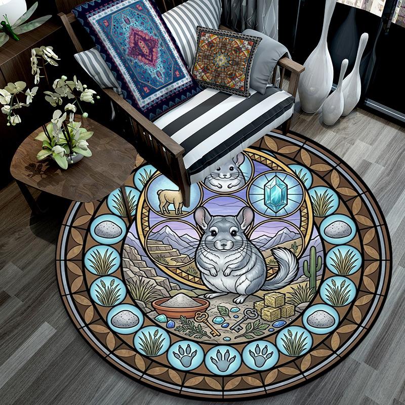 Hamsters Glass Journey Round Area Rug Under Office Chairs Bedroom Living Room Home Decor