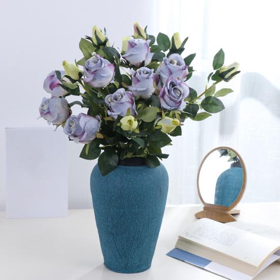 Artificial Rose Multi-use Bright-colored Faux Silk Flower Simulation Flower Display Decoration