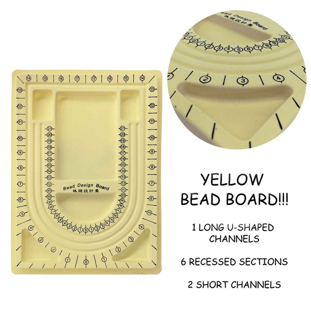 U Shaped Necklace Beading Jewelry Organizer Jewelry Making Tray Tool Yellow