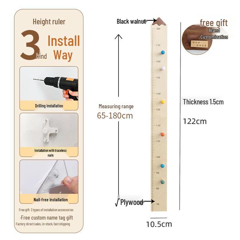 Деревянная магнитная ростомер-наклейка в скандинавском стиле для детей