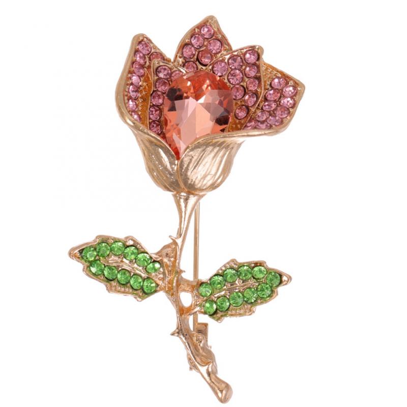 2-piece floral crystal brooch set, elegant flower brooch