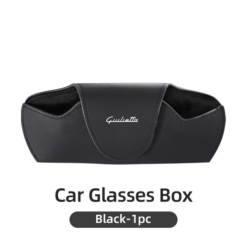 IJOPV1 Leather Car Sunglass Storage Box Visor Eyeglasses Ticket Holder For Alfa Romeo Giulietta 159 147 156 166 Mito Giulia GT Stelvio