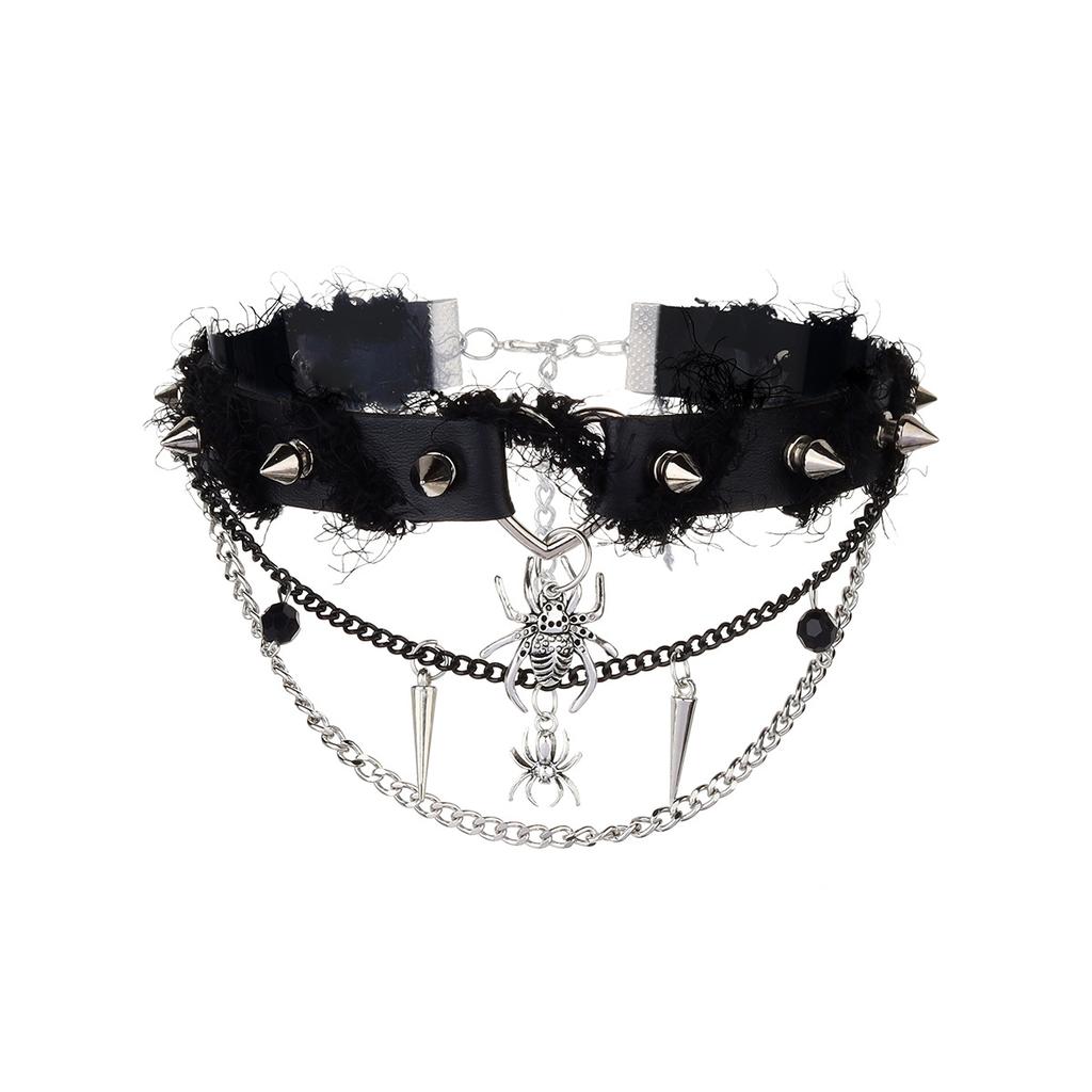 Punk style cross choker collar exaggerated personality tassel PU necklace sweet cool babes accessories