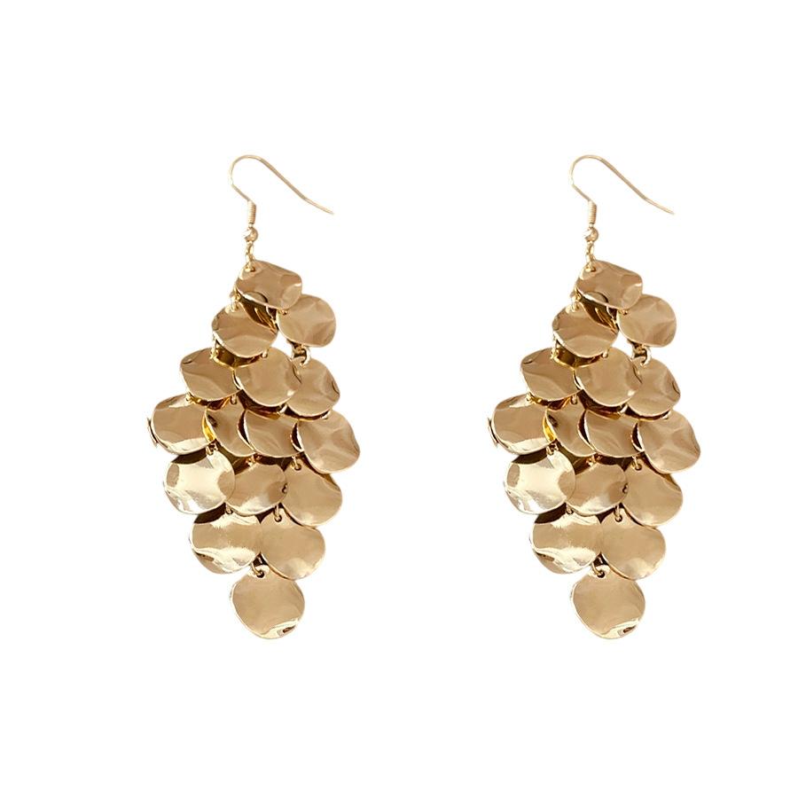 European and American irregular leaves hollow fringed ear hooks temperament high-end earrings niche simple earrings