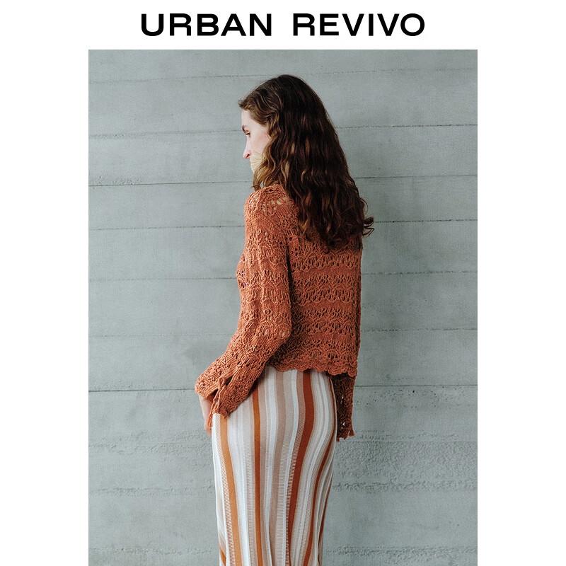 UR 2025 Women's Hollow Texture Tie-Knit Cardigan