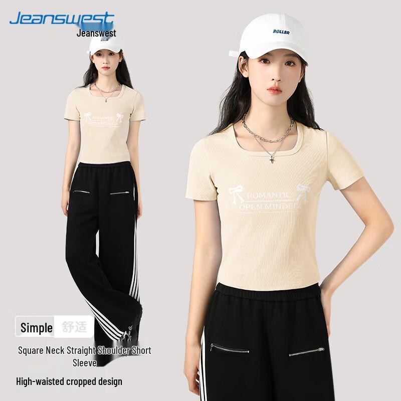 Jeanswest Women s Square Neck Short-Sleeve T-Shirt M