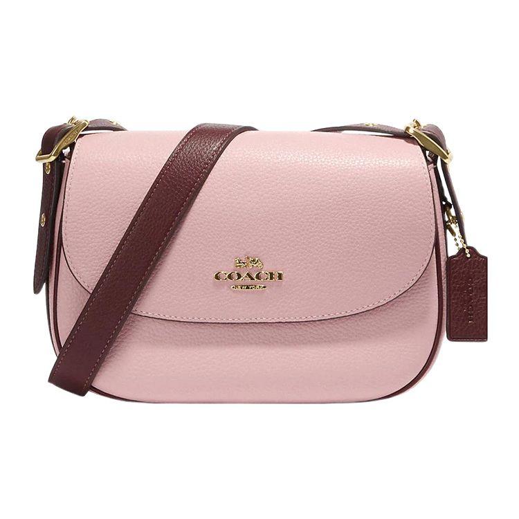 

Coach Macie 23 Flap Closure Pebble Leather Saddle Bag Women Shoulder Bag Pink CF383-IMV2G Basic Set (Bag+Dust Bag)