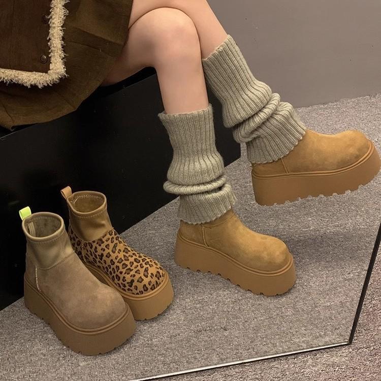 Fur integrated soft-soled snow boots women's autumn and winter 2025 new thick-soled non-slip piled thickened cotton shoes short boots