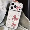 Pink Bowknots Print Leather Lanyard Case For iPhone 18 Pro Max Hybrid TPU+PU Anti-skid Soft Cover For iPhone 17 16 15 14 13 Pro Max