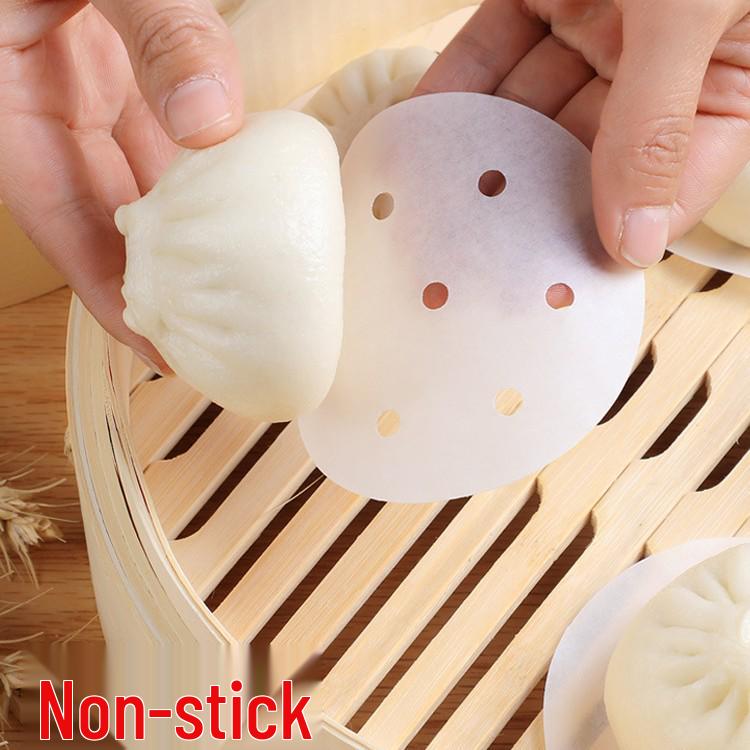 Non-stick Disposable Steamer Liner Paper for Xiaolongbao and Mantou with Perforated Bun Bottom