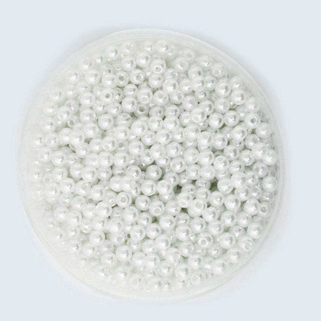 500 Stück, 6 mm, runde Kunststoff-Imitat-Perlen, Abstandshalter, DIY-Bastelarbeiten, Weiß 1