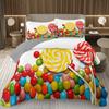Søtt godteri dynesett for jenter gutter tenåringer, Lollipop-tema sengeteppe sett King dessert quiltet overkast tegneseriestil sengetøy