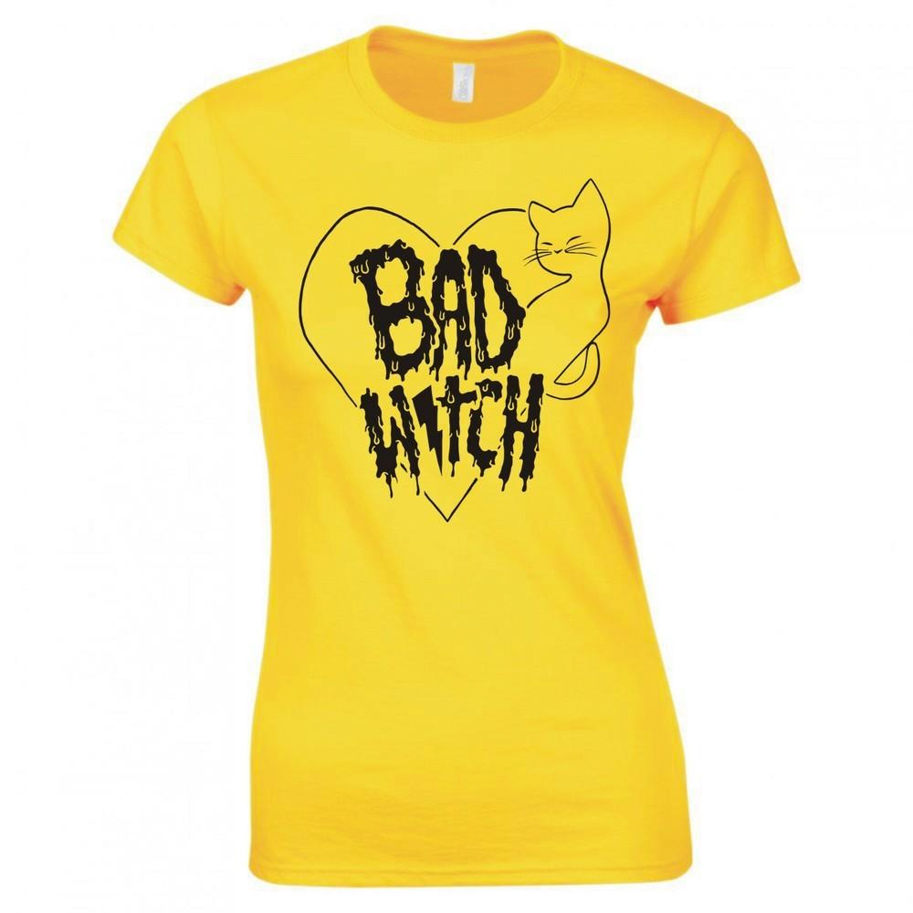 Funny Goth Bad Witch Ladies Skinny Fit Tshirt