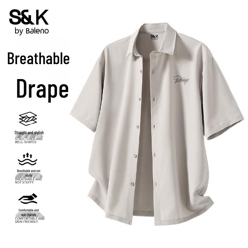 Baleno S&K Men s Ice-Cool Breathable Short-Sleeve Casual Shirt 3XL