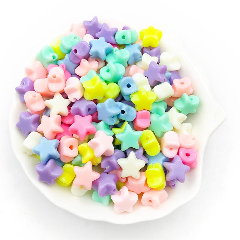 

50 г Смесь акриловых бусин в форме бабочек, сердечек, круглых для DIY браслетов и ожерелий цвета макарон.