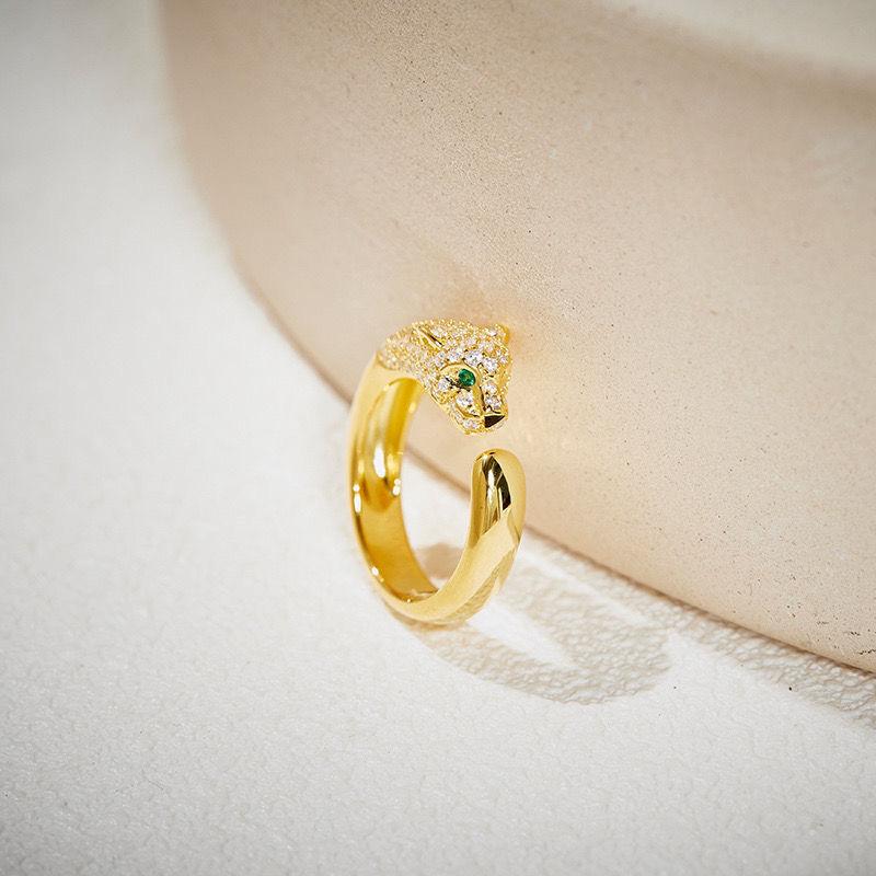 New Jewelry Wish Leopard Head Ring Slightly Inlaid Zircon Ring Open Men S And Women S Rings Fashion  Jewelry Quality