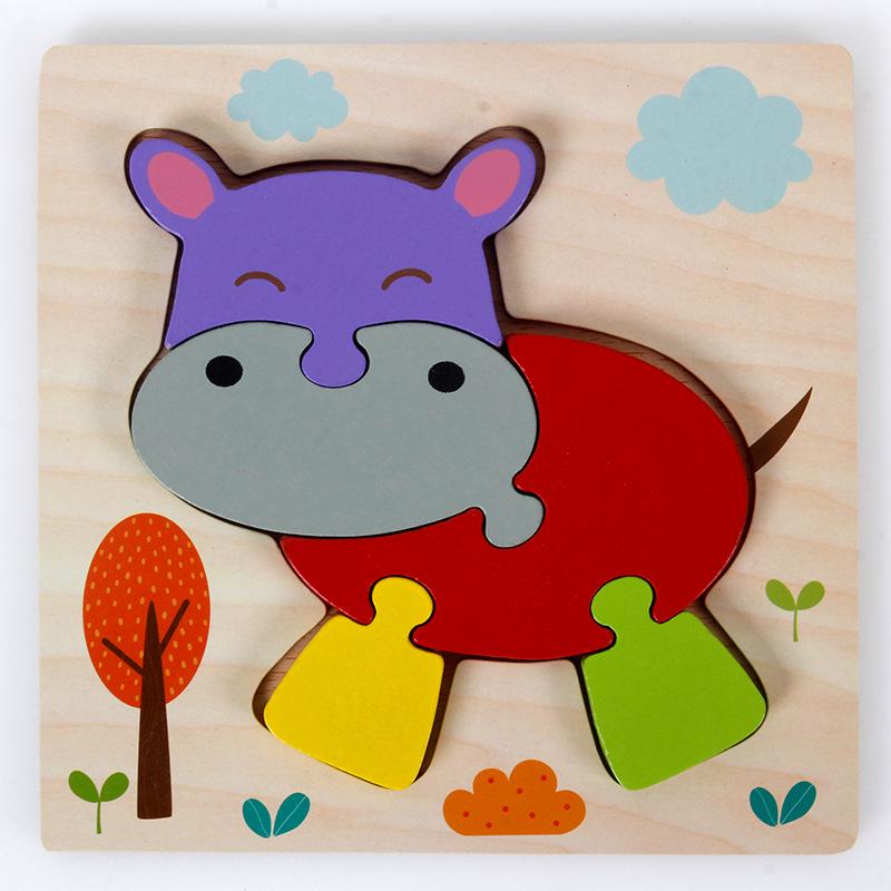 3D Wooden Cartoon Animal & Vehicle Puzzle Board for Early Childhood Education