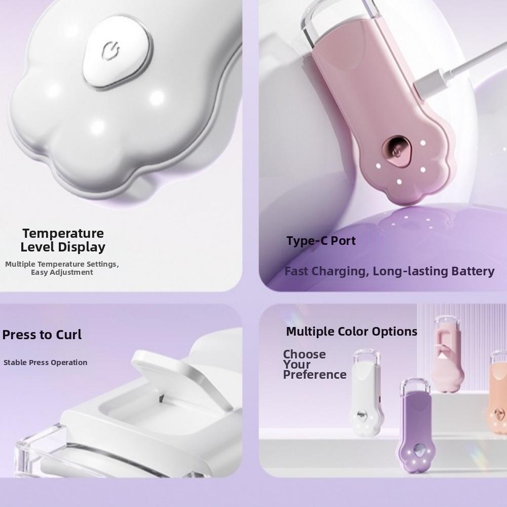 USB Charging Rechargeable Eyelash Curler Quick Heating Eyelash Perm Device Heat Resistant