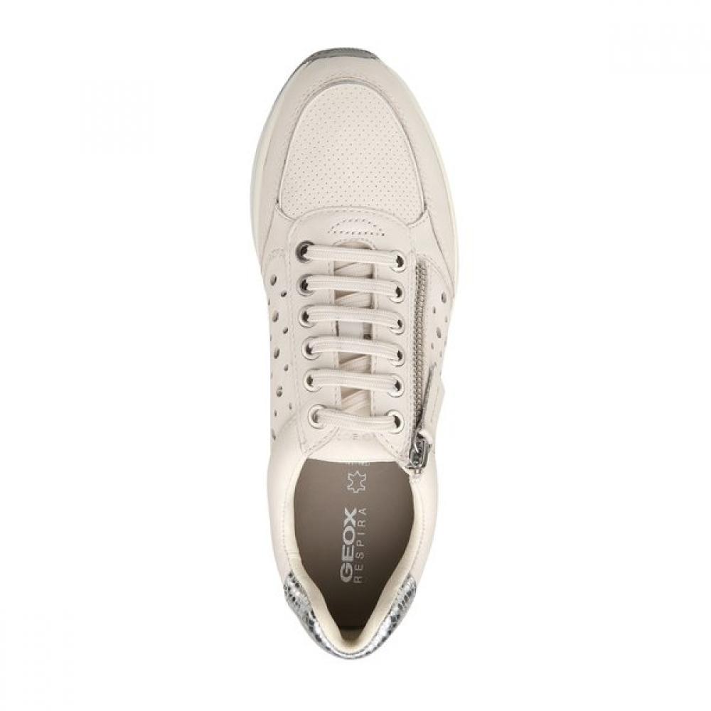 Geox Women Comfort Height Increasing Sneakers W1x25qh3s91 White Silver
