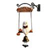 Saisonales Veranda-Hänge-Türklingel-Ornament mit geisterhafter Leser-Buch-Figur, Süßes oder Saures-Schild und Metallglocken-Akzent für den Halloween-Eingang