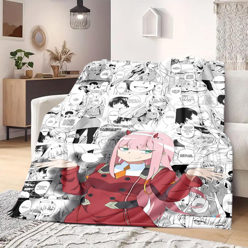 Darling In the Franxx Flannel Blanket Beautiful Print Perfect For Home Bed Sofa Chair Travel Picnic -HE8