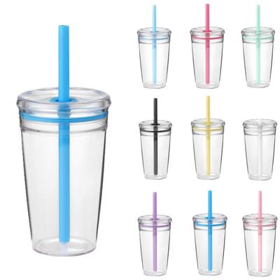 Individuelles Logo BPA-frei 16oz 450ml PC-Kunststoff Becher mit Deckel & Strohhalm Auslaufsicher Umweltfreundlich Spülmaschinenfest Fitnessstudio Tumbler