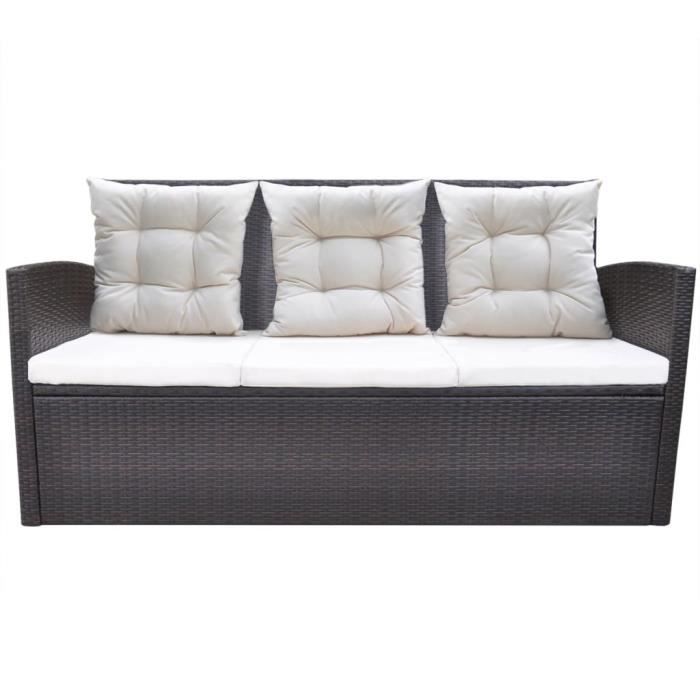 Ensemble de mobilier de jardin - VIDAXL - 6 personnes - Résine tressée - Marron