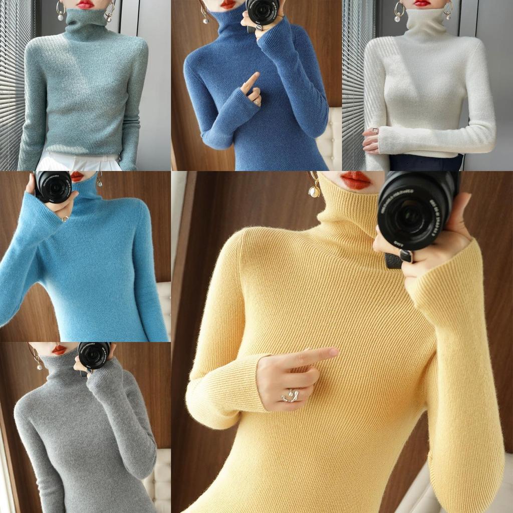 Korean Style Turtleneck Knit Sweater For Women With Ribbed Design For Casual Wear