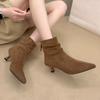 2025 New Punk Style Pointed Toe Women Ankle Boots Fashion Thin Heels Zipper Shoes Autumn Winter Chelsea Short Booties