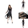 Elegant Ladies Womens Horror Zombie Costume Featuring Lace Hollow Long Sleeves