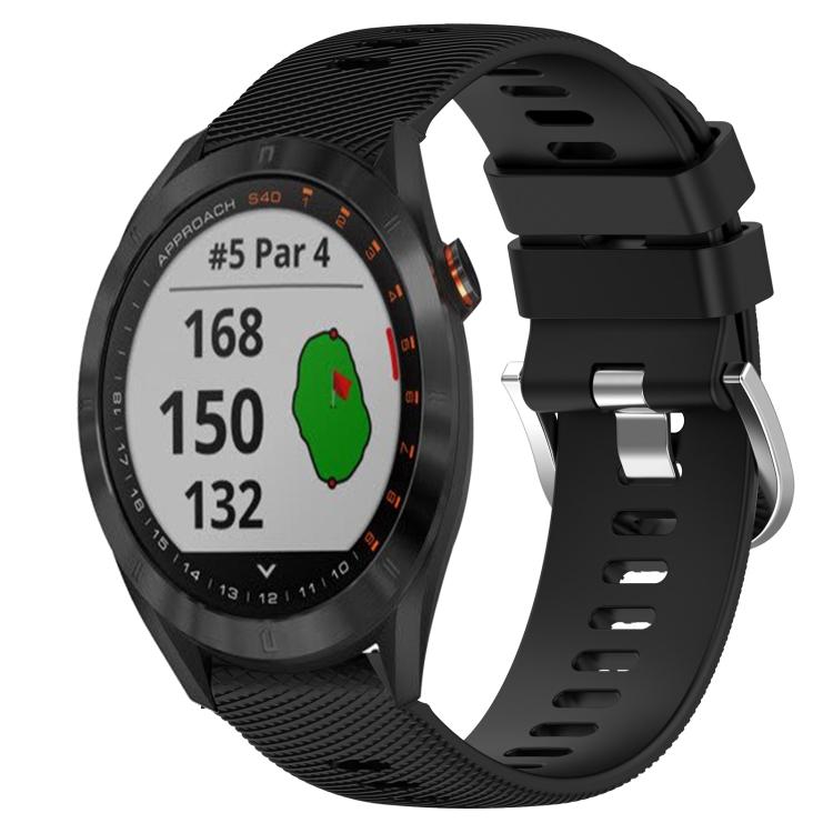 

For Garmin Approach S40 20mm Solid Color Soft Silicone Watch Band For Garmin Approach S40 чорний