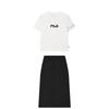 Pullover Round Neck Sports Short Sleeve T-Shirt Comfortable Simple Long Dress Set Women Sets F51W538101F+F51W529311F