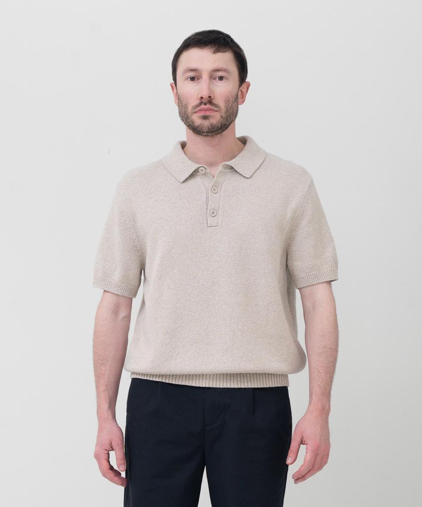 MANNERGRAM Upw Washable Cotton Polo Short Sleeve Knit Light Beige