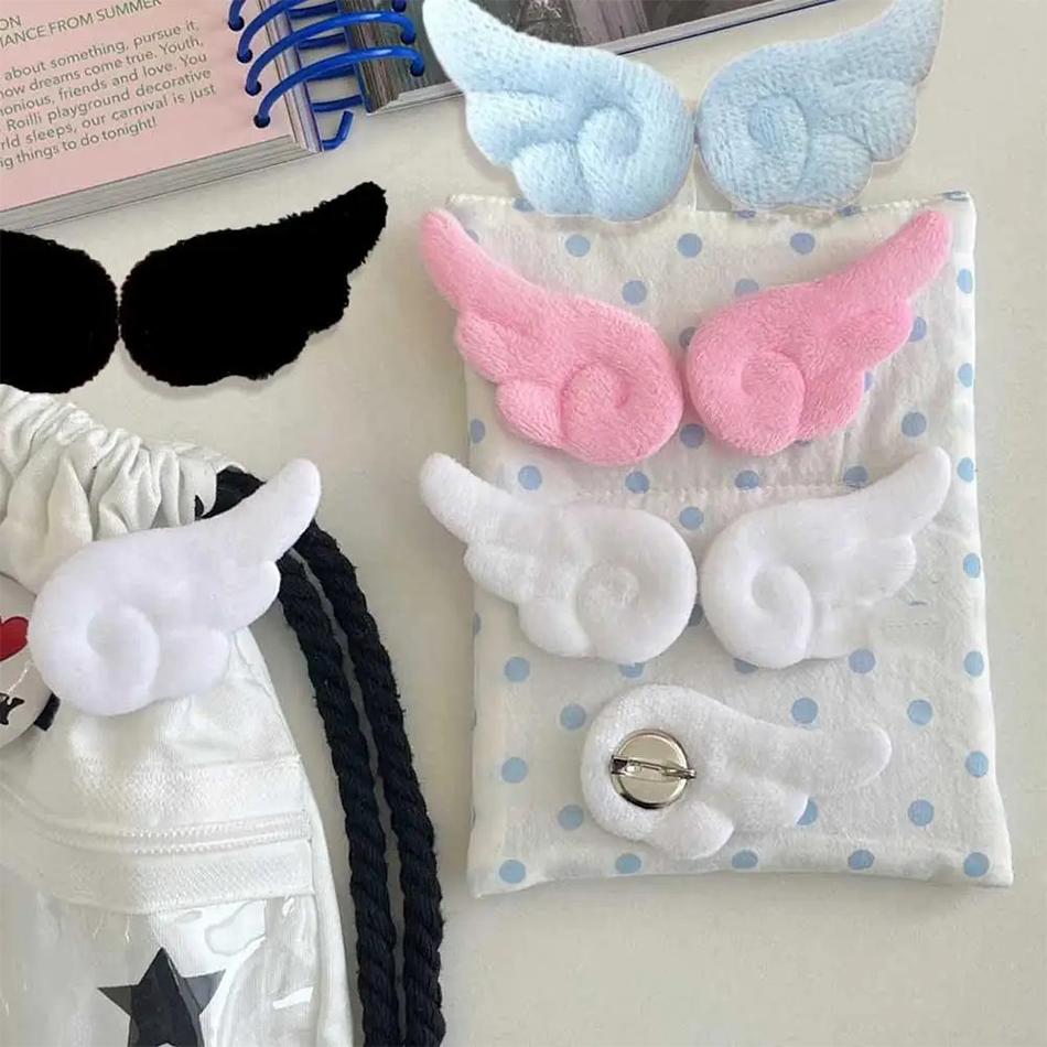 1-10 Pair Of Plush Angel Wings Brooch Bag Decoration Badge Y2K Style Gothic Lolita Plush Angel Wing Fluffy Brooch Decoration