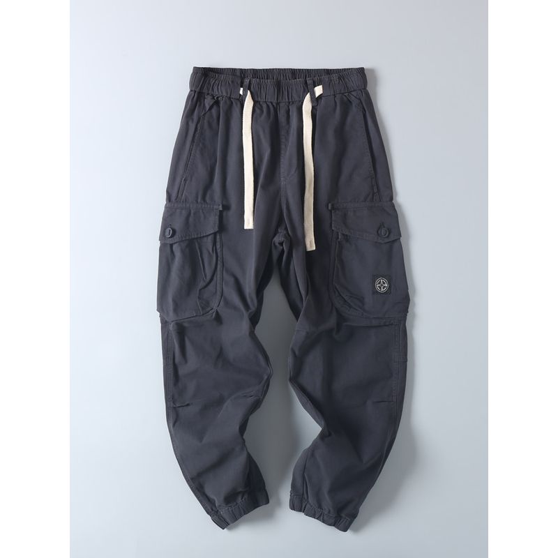 Export Fashion Cattle Goods Pure Cotton Washed Stretch Cargo Pants Men's Spring & Fall Retro Handsome Multi-Pocket Ankle Banded Slacks