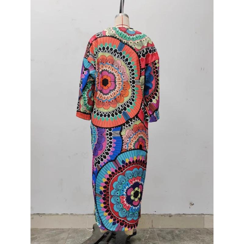 Γυναικείο Φθινοπωρινό και Χειμωνιάτικο Loose Print Casual μάλλινο παλτό