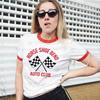 Letní dámské Tričko s motivem podkovy a Auto Clubu Ringer Tričko s kostkovanými vlajkami Závodní Tričko Vintage Styl Neformální Unisex Tričko