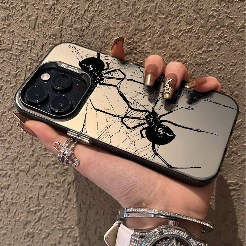 Black Spider Couple Phone Case Cover for Iphone 11 14 Pro Max XR 13 12 Pro X XS 15 Pro Max Shell Matte IMD Hard Armor Fundas