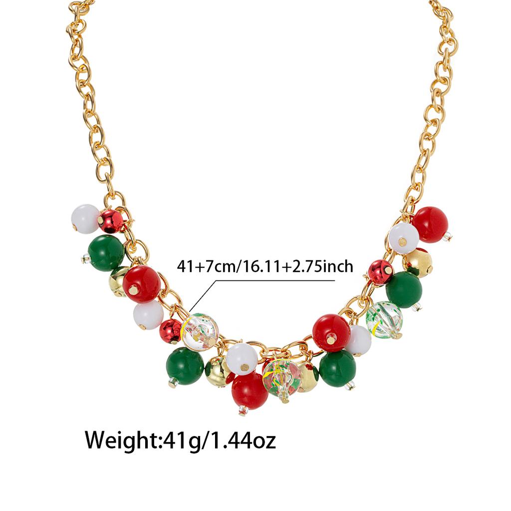 1 Piece of Christmas Bead Necklace with Acrylic Colored Beads Attached To the Neck for Women