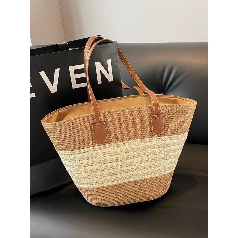 Straw bag women's summer bag fashion tote bag large capacity woven bag bucket bag women's bag