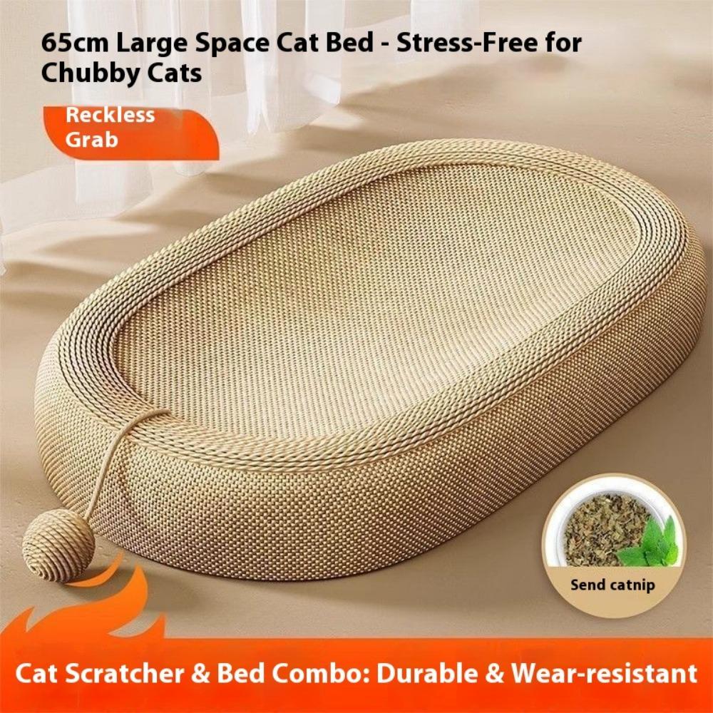 Full Sisal Cat Scratching Board, Cat Self-hi Toy Oval Cat Nest, Sword Hemp Rope, Thickened Claws, Resistant To Scratching, No Crumbs